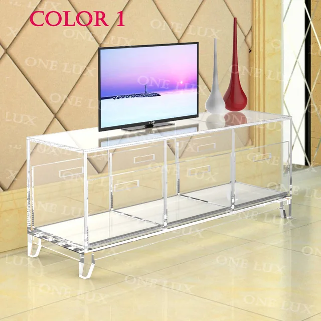 Acrylic TV Stand Table,Luite With Removable Trays,Perspex