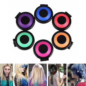 

Hot 6pcs/set Temporary Hair Dye Powder Crayons Temporary Cake Styling Hair Chalk Set Soft Pastels Hair Care Styling Non-toxic