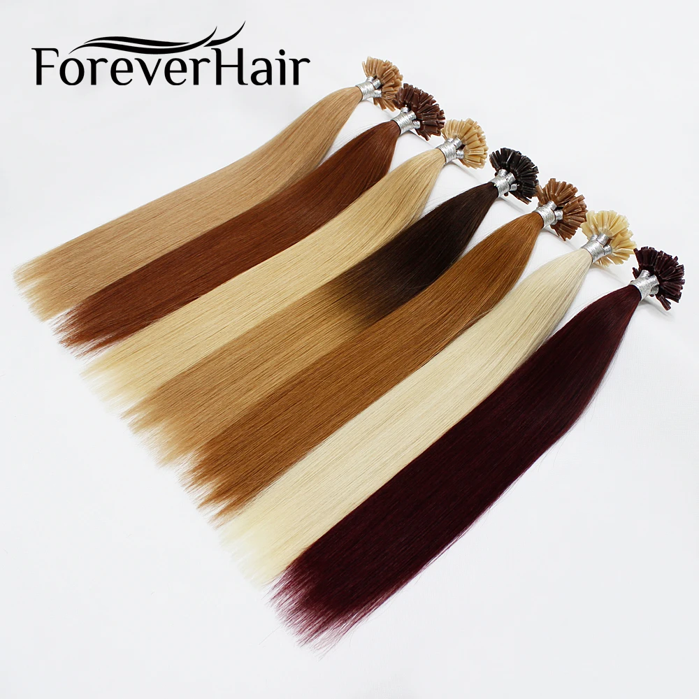 FOREVER u образные накладные Человеческие волосы Remy Fusion кератиновые Натуральные