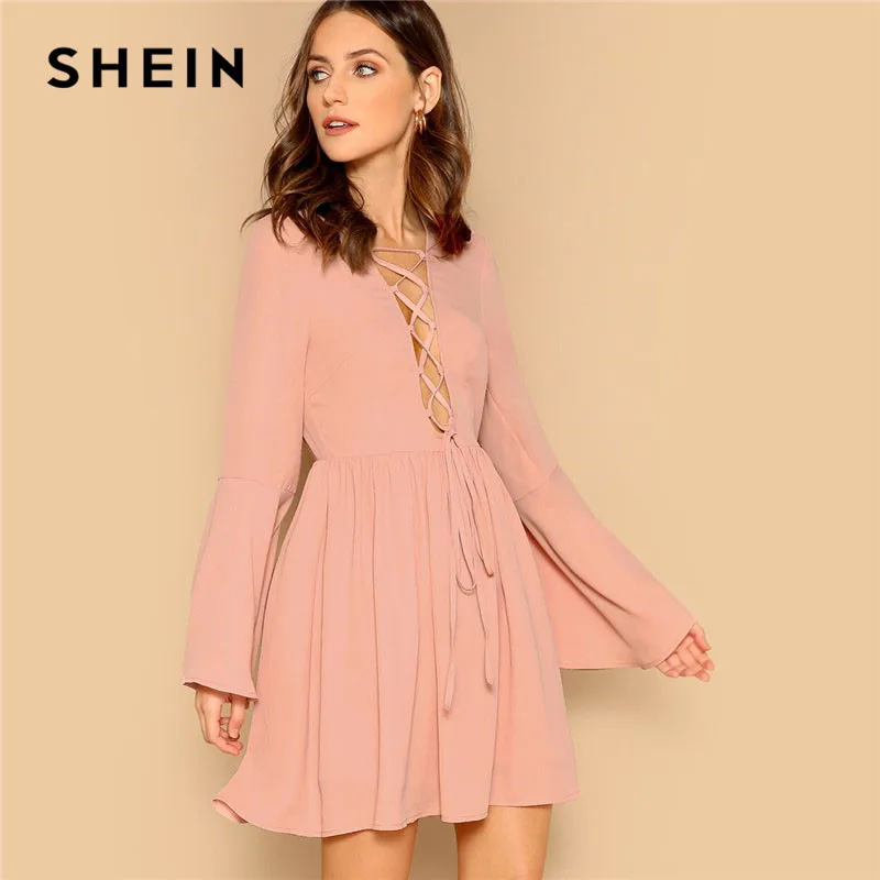 ladies bell sleeve dresses