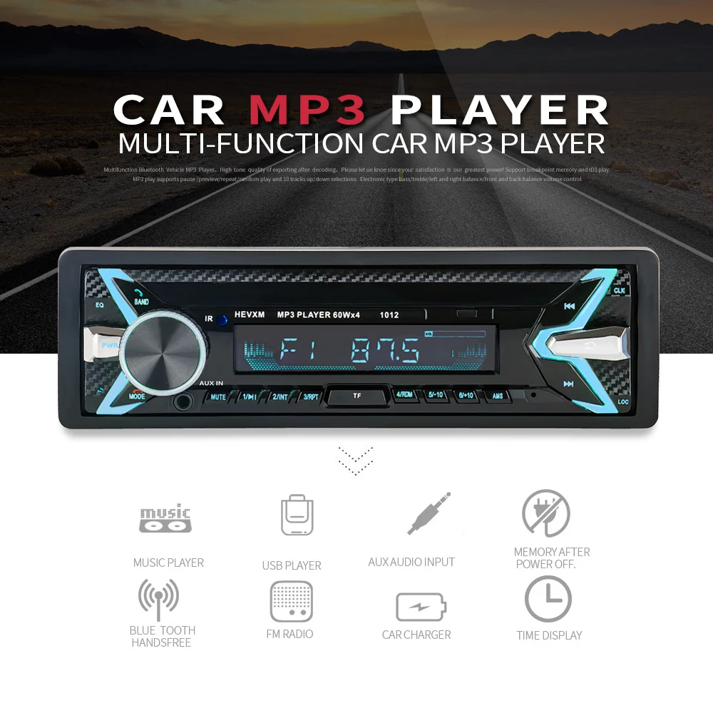 Автомагнитола 12 В стерео система с поддержкой Bluetooth V3.0 Типоразмер 1 Din FM Aux SD USB MP3 MMC