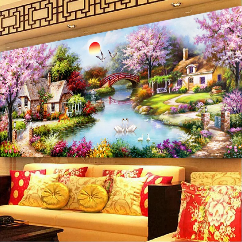 Full Drill Diamond Embroidery European Landscape Cottage DIY Diamond Painting Cross Stitch Simple Living Room Wall Decoration Full Drill Diamond Embroidery European Landscape Cottage DIY Diamond Painting Cross Stitch Simple Living Room Wall Decoration