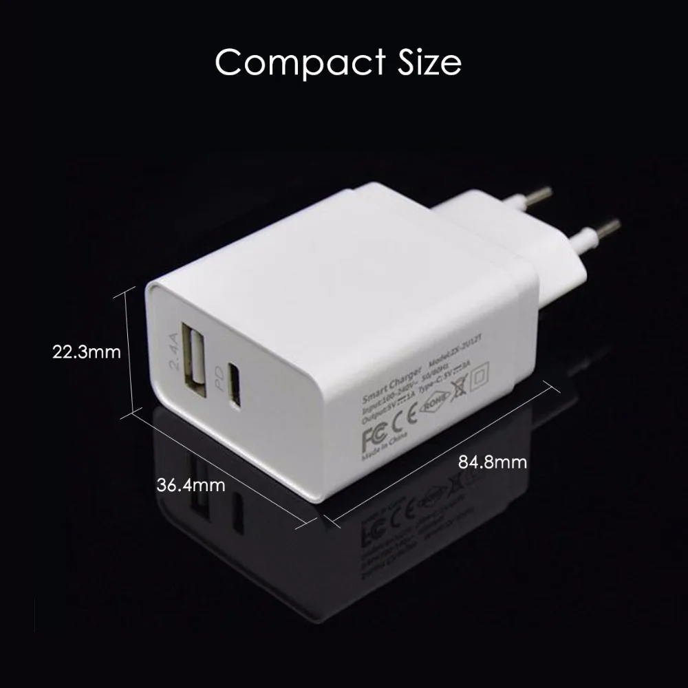 SOONHUA QC3.0 Ультра быстрый смарт адаптер для зарядки USB C PD 30 Вт Путешествия настенное