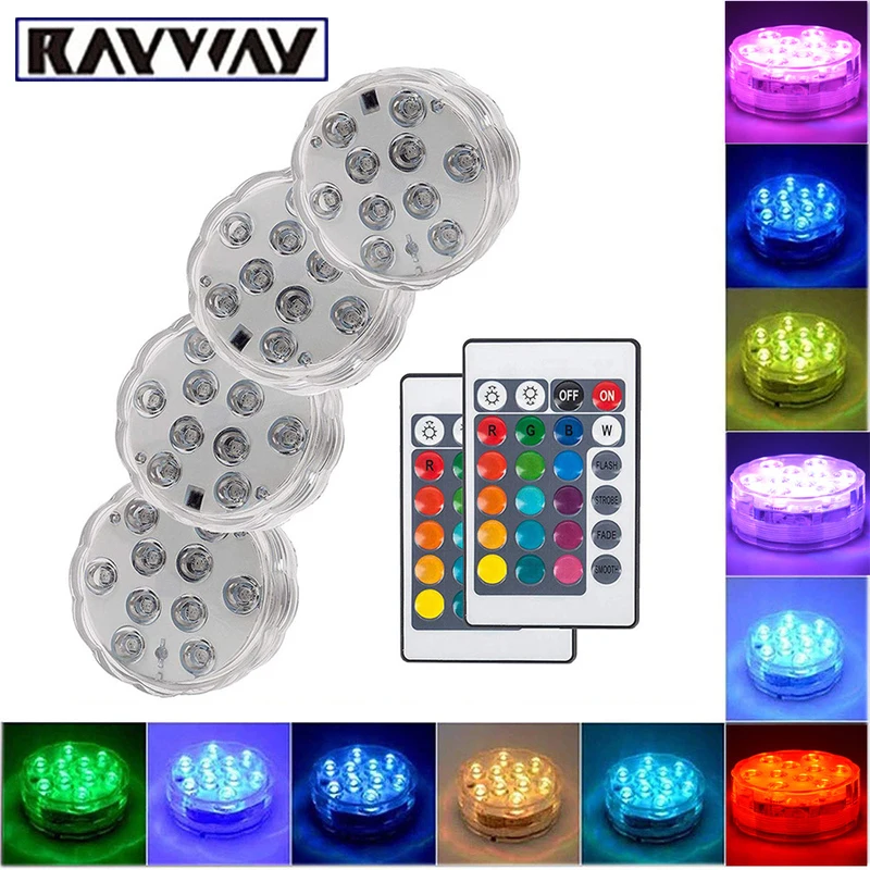 

LED Underwater Light waterproof IP68 RGB Remote Controlled lamp bulb Battery Operated for Vase Fish Tank pool Party Decoration