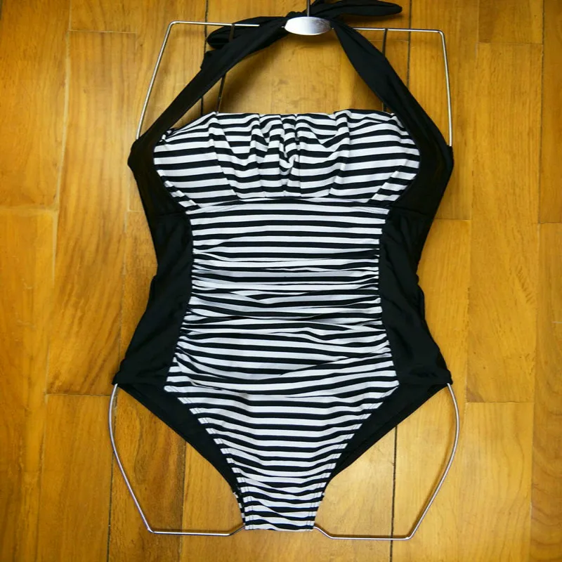 New Sexy one piece swimsui tstirped patchwork Beachwear Monokini ...