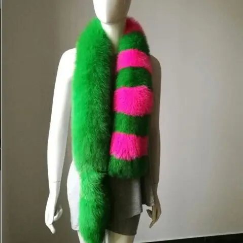 

New fashion striped tail real fox fur shawl genuine fur scarf customerized fox fur shawl lady blinger winter autumn scarf