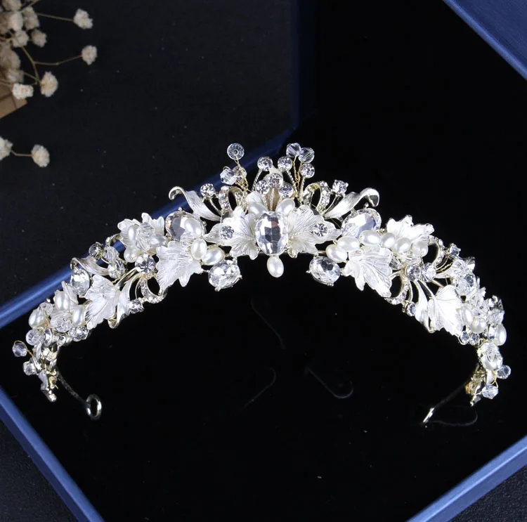 Bridal Jewelry Sets Crystal Jewelry Sets Baroque Vintage Pearl Necklace Earring Tiara Crown