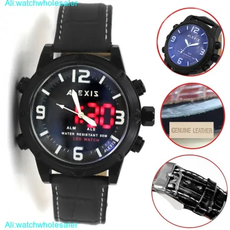 AW802G Alarm BackLight Water Resist Unisex Dual Time Alexis Analog Digital Watch