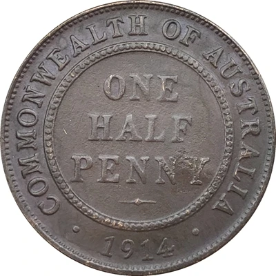 Реплика 1911-1923 13 монеты Австралия One полпенни копия монет Копер - Цвет: 1914