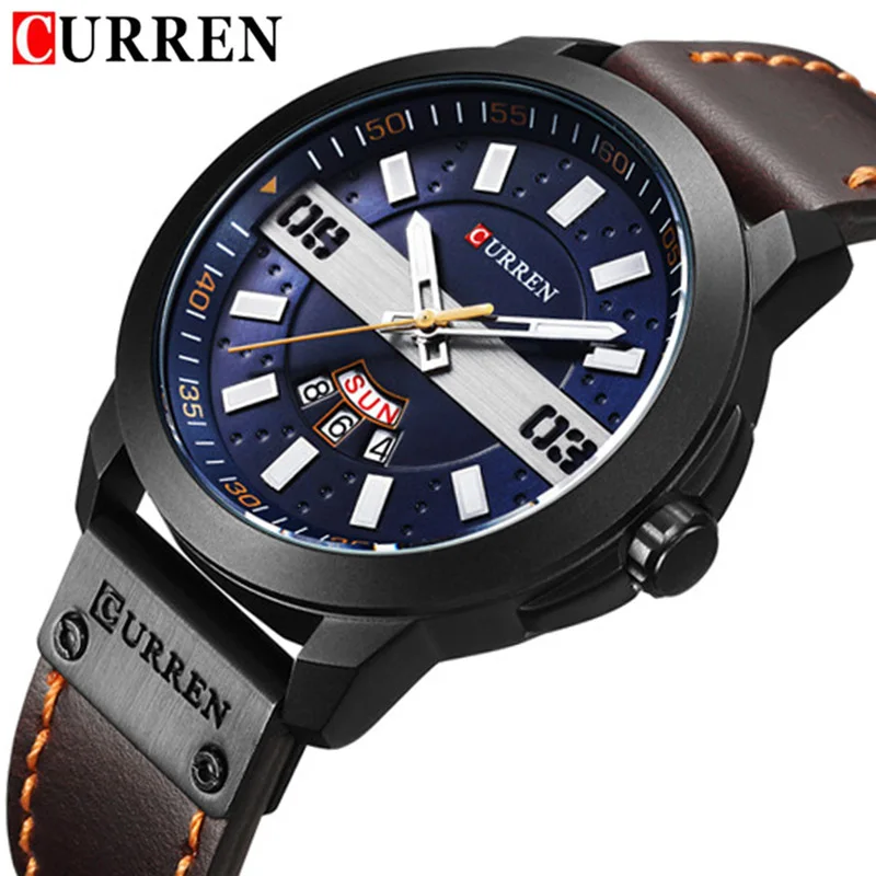 CURREN Mens Watches Waterproof Date Week Top Brand Luxury Leather Band Sport Business Military Male Clock Relogio Masculino 8286 | Наручные