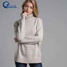 Gray Women Oversize Loose Basic Knitted Turtleneck Sweater Female Solid Turtleneck Collar Pullovers Warm 2018 New Arrival