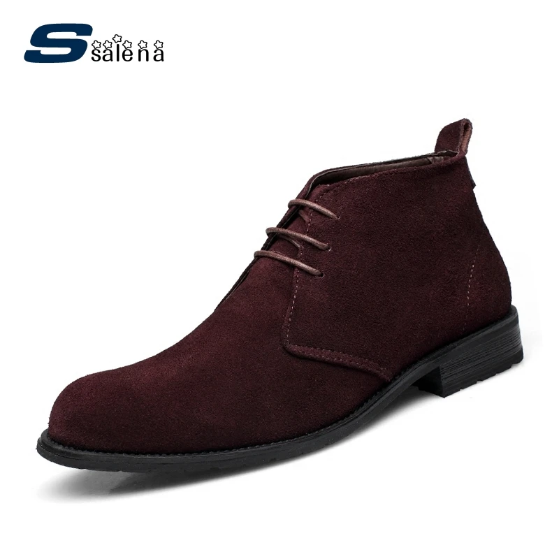 

100% Genuine Leather Men's Business Boots 2017 British Style Classic Vintage Crazy Martin Boot Gentleman Sewed Shoes A674