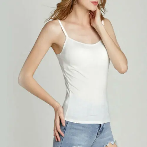 

Womens Bamboo Basic Solid Camisoles Tank Tops Cami Camisole Built-in Bra Tank Top Padded Cami Tanks