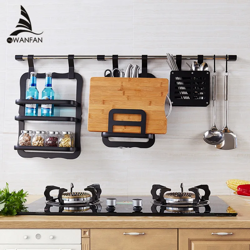 Wall Mounted Aluminium Kitchen Pot cover holder Storage Shelf Rack kitchen tool holder kitchen rack shelving spice rack YG-T983R