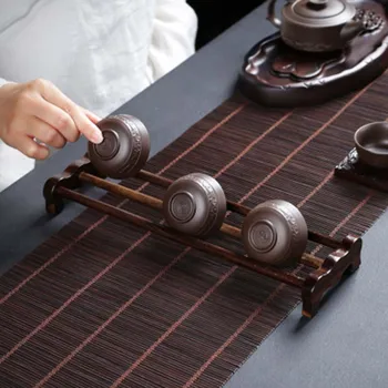 

Portable Bamboo Cool Tea Cup holder Folding Cup Holder Kung Fu Tea ceremony Accessories Solid wood Tea Trays Tools 1piece