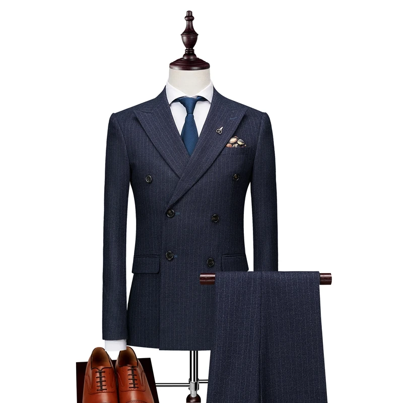 2018 Новое поступление Стиль Для мужчин высокого класса комплект для досуга Бизнес Повседневное двубортный тонкий трех частей костюм