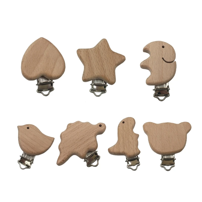 Natural Beech Wood Baby Pacifier Clips Dummy Clips DIY Pacifier Chain Accessory