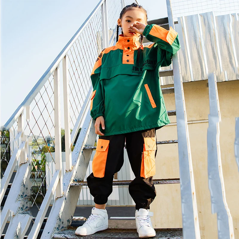 

2019 Hip Hop Costume Boys Long Sleeve Jacket Pants Street Dancing Clothes Kids Stage Performance Jazz Dance Wear Children DN2791