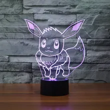 Color changing Flashing touch sensor control Pokemon Go Eevee Arcylic 3D LED Night Light USB 3D LED Pokemon Eevee table Lamps