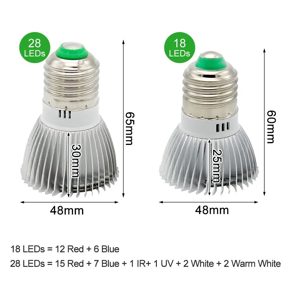 E27 высококачественный светодиодный светильник для выращивания полный спектр 18 Вт 28 Вт 110 В 220 В светодиодный светильник для выращивания растений AC 85-265 в светильник s