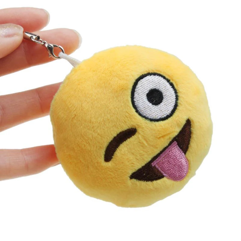

Fashion 1PC Cute Emoji Smiley Face Keychain Pendant Key Chain Holder Keyring Soft Toy Gift for Women and Men Boy Girl Gift