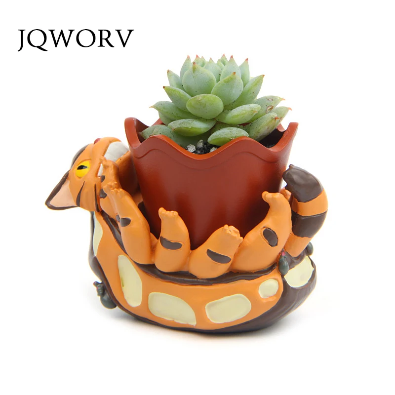 

JQWORV Creative Totoro Flower Pot Resin Flowerpot Succulent Plants Planter Pot Mini Maceteros Home Garden Decoration planting