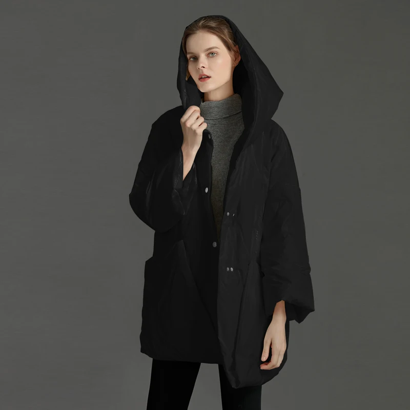 New list fashion regular type ladies down jacket big pocket stitching 2019 winter new thickening 90% white duck down coat short