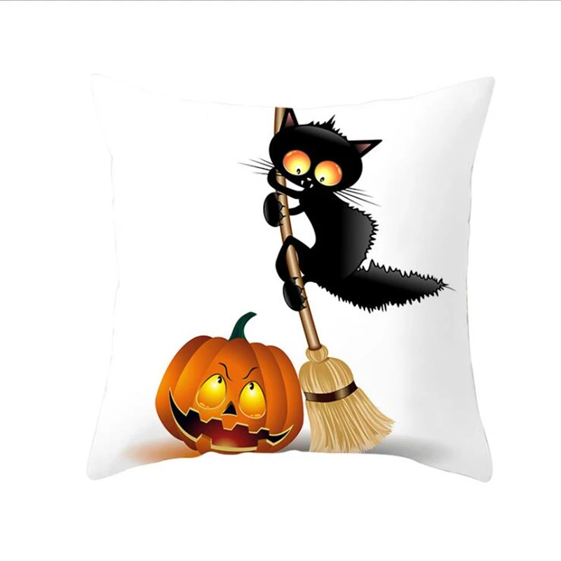 Cute Cat Halloween Decoration Pillow Case Happy Birthday Sofa Cushion Cover Case Xmas Party Pillowcase Gifts