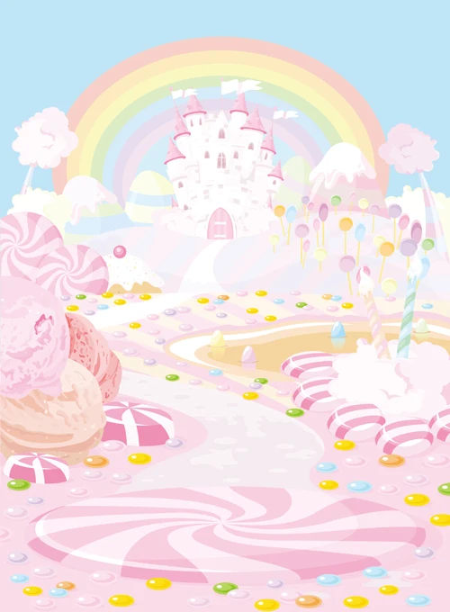 {Custom size} candy photography backdrops printed with pink castle pattern. Art fabric background for studio newborn D-8229
