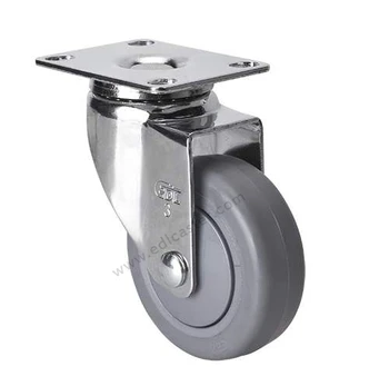 

2PCS EDL Light Duty 3 Inch Caster Wheels 70Kg TPE Wheels Castor Plate Bearing Swivel Brake Locking Chrome Industrial for trolley