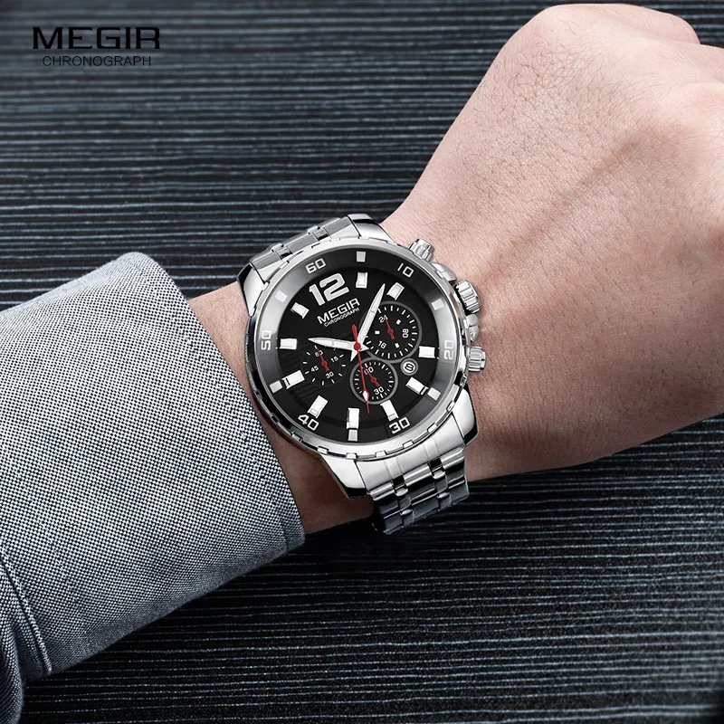 Мужские Аналоговые кварцевые часы с хронографом водонепроницаемые|wristwatch for