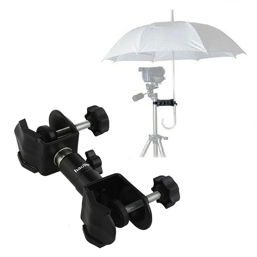 Guarda-chuva de Alumínio Suporte para Câmera Estúdio de Fotografia Suporte de Luz Holder Clip Grampo Bracket Tripé Iluminação Guarda-chuva Preto