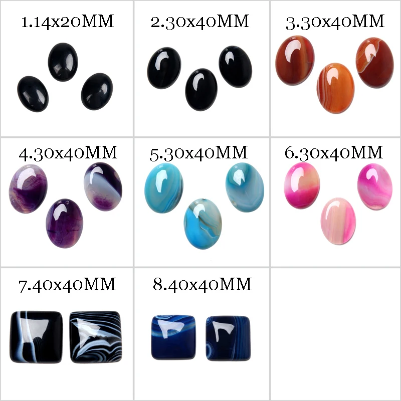 

Free Shipping New Arrival Oval Square Natural Stone Ring Surface Stripe Agates Beads Pick Size and Color For Jewelry Making S2