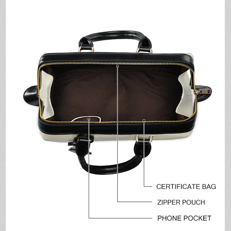 Vintage Fashion Classic Doctor Bag Genuine Leather Bag Famous Brand Designer Women Handbags High Quality Ladies Real Leather Bag