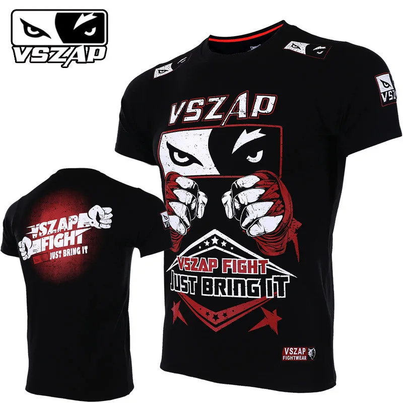 

VSZAP New Men Fitness Fight Sanda T-shirt MMA Fashion Tshirts Short-sleeved UFC Fighting Sporting Muay Thai Martial Arts Workout