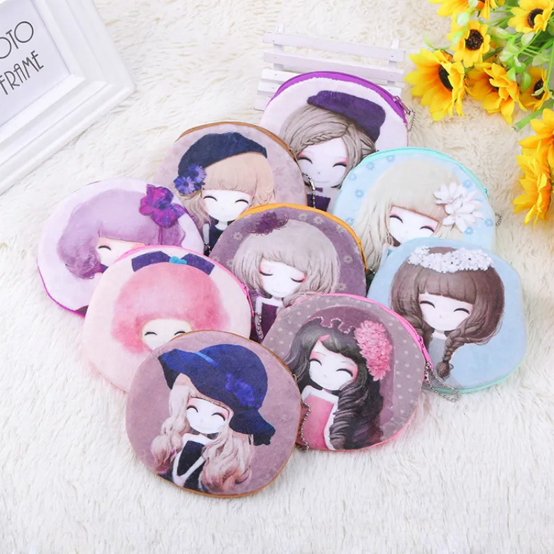  Popular Small Purse Cute Girls Favorites Print Carton Pretty Women Zipper Fashion Minni Wallet Card Holder Coin Bag 