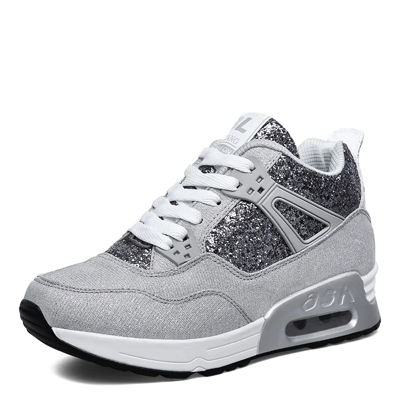

OCQBI Women running shoes outdoor 3cm hiden increasing platform women's sneakers adults tennis winter boot shiny tennis shoes