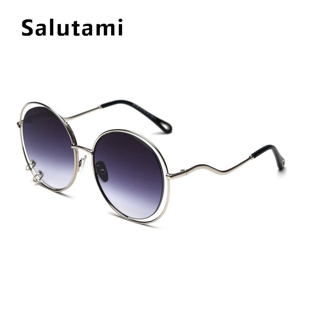 Брендовые солнцезащитные очки с двойной круглой оправой для женщин, новые роскошные брендовые Круглые Солнцезащитные очки больших размеров, женские сексуальные градиентные очки - Цвет линз: silver double gray