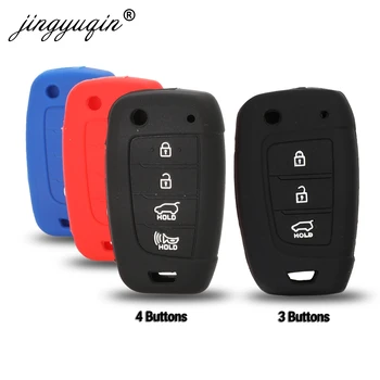 Keyforkess custodia per chiave a vibrazione per auto in Silicone per Hyundai Elantra Solaris 2016 2017 2018 3/4 pulsanti pieghevole coperchio chiave a distanza