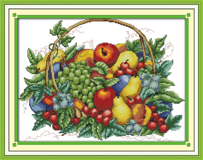 

Fruit basket (6) Printed on Canvas DMC Counted Chinese Cross Stitch Kits printed Cross-stitch set Embroidery Needlework