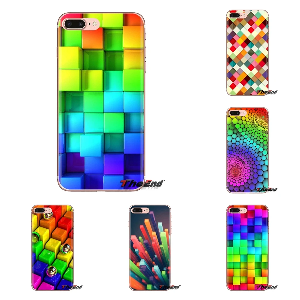 Блоки радужные 3d Графические кубики для Xiaomi Mi3 Samsung A10 A30 A40 A50 A60 A70 Galaxy S2 Note 2 Grand Core