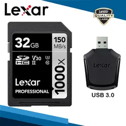 Lexar 1000x150 MB/s 32GB SDHC карта UHS-II U3 класс 10 Флэш-память SD устройство чтения карт памяти для 3D 4K цифровой камеры оригинальный бренд