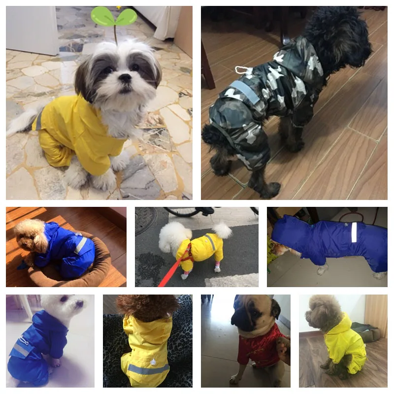 Waterproof Dog Raincoat Reflective Outdoor Cat Puppy Outfits Breathable Clothes Superior Soft Pet Rain Coat Jacket with Hooded