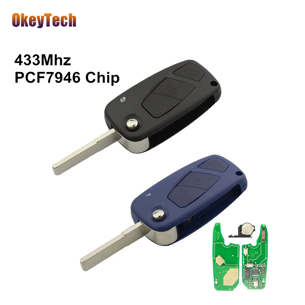 OkeyTech for Fiat Remote Key 433Mhz PCF7946 Chip 3 Button Flip Folding Uncut Blade For Fiat 500 Panda Idea Punto Stilo Ducato OkeyTech for Fiat Remote Key 433Mhz PCF7946 Chip 3 Button Flip Folding Uncut Blade For Fiat 500 Panda Idea Punto Stilo Ducato