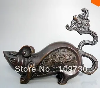 

bir 00434 Chinese bronze Lucky mouse statue * Zodiac statue*mouse statues