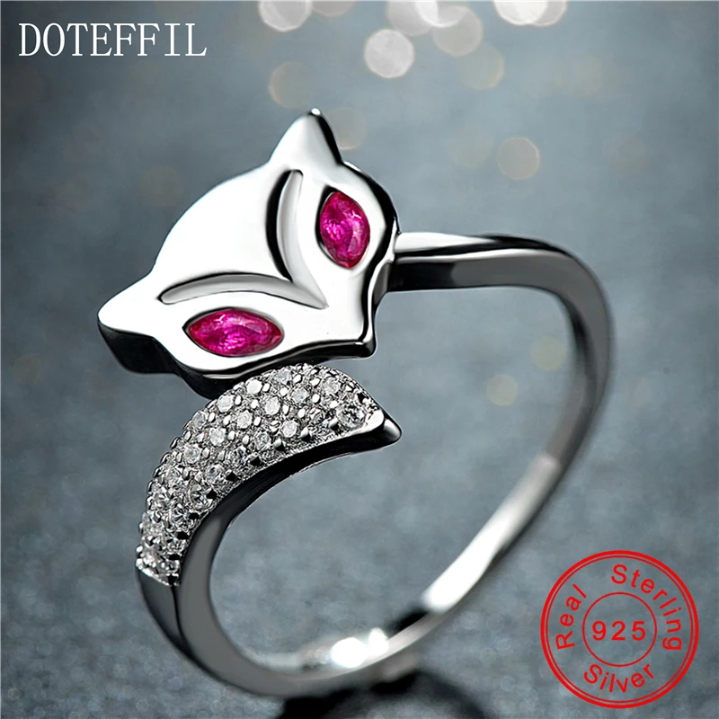 Женское кольцо из серебра 925 пробы с фианитом|animal rings for women|fox ringanimal ring |