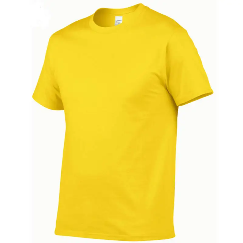 Летняя новая Высококачественная Мужская футболка, Повседневная футболка с коротким рукавом и круглым вырезом из хлопка, Мужская брендовая белая черная красная серая футболка - Цвет: Цвет: желтый