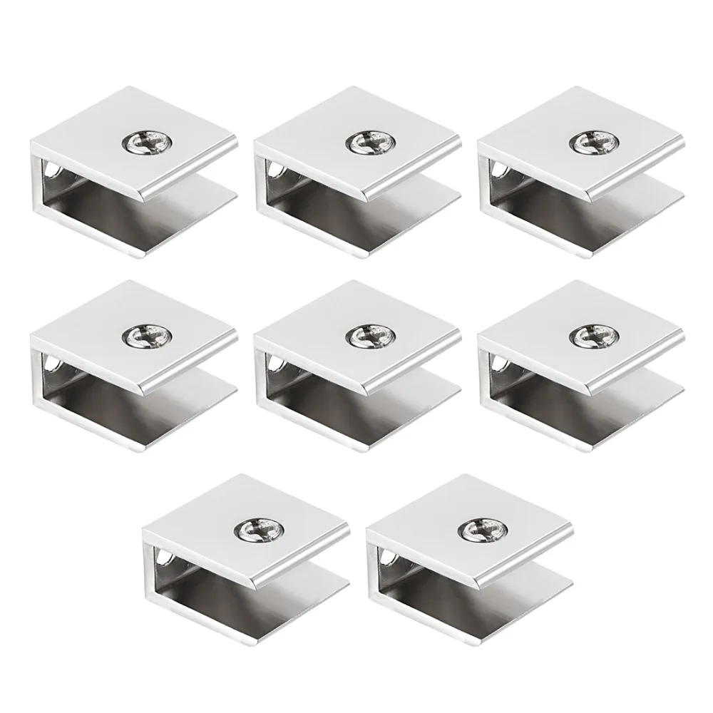 8 Pcs Adjustable Zinc Alloy Glass Clamp Clip Holder Rectangle for 8-10mm thickness uxcell Glass Shelf Brackets