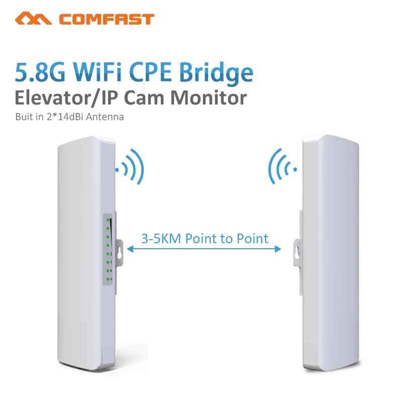 

3-5km Long Distance 300Mbps Outdoor Wifi Router CPE 2*14dBi Wifi Antenna High power 5Ghz WIFI Repeater rj45 poe Wireless bridge