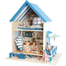 DIY Кукольный дом, украшение для дома, деревянные кукольные домики, миниатюрный кукольный домик, мебель, комната, светодиодный светильник, подарок A-018